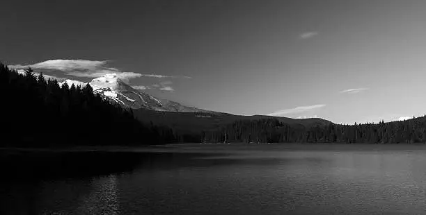 The early morning sun on Mount Hood, as seen from the observation deck on Trillium Lake near Government Camp.