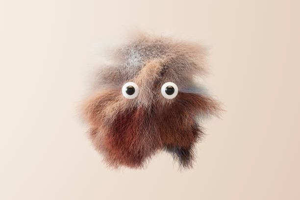 Hairy emoji sphere shaped fur. Digitally generated image.