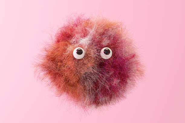 Hairy emoji sphere shaped fur. Digitally generated image.