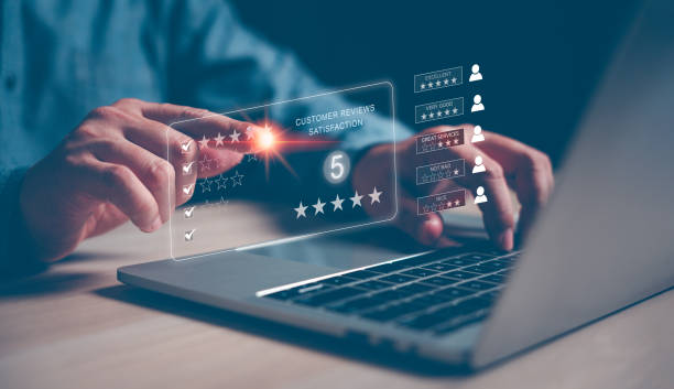 istock User give rating to service experience on online application, Evaluate quality of service leading to reputation ranking of business. Customer review satisfaction feedback survey concepts. 1776391701