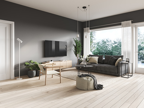 Modern living room. Render image.