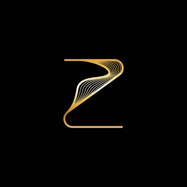 Vector illustration of letter Z, beautiful elegant golden alphabet striped font, classic lettering perfect for wedding invitations or fashion or logo design, vector illustration 10EPS