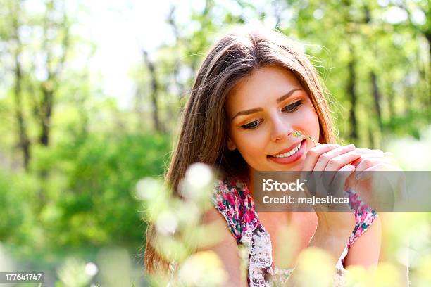 Schöne Junge Frau In Wiese Liegen An Warmen Sommertagen Stockfoto und mehr Bilder von Attraktive Frau