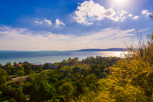 View of the Lake Balaton from the Soos hill in Balatonkenese, Hungary