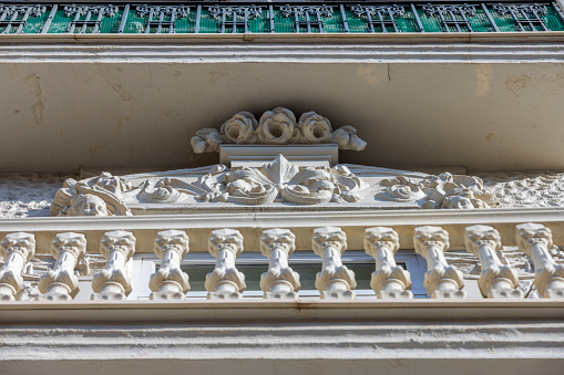 exterior architectural details of historic houses in the centre of Valencia