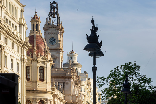 exterior of Valencia's city hall on Plaza del Ayuntamiento; Valencia, Spain