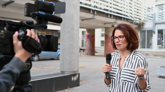Female TV reporter
