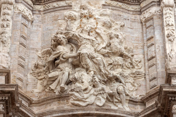 istock religious decorations above the entrance to Valencia Cathedral 1776429384