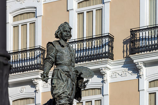 Statue of the  Spanish painter José de Ribera (1591-1652), located in Teodoro Llórente square in Valencia, dating from 1885. He is depicted holding a brush.