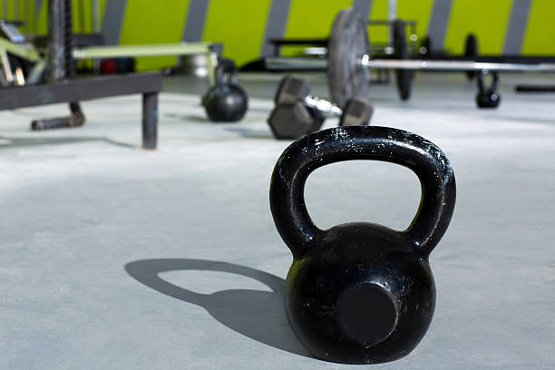 istock Kettlebell at gym gym with lifting bars 177644667