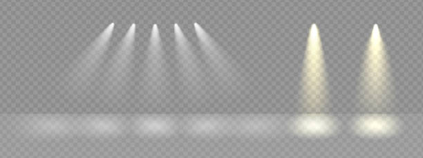 Spotlight line on award stage png. Spot lamps ray effect on transparent vector background. Golden podium beams flare Spotlight line on award stage png. Spot lamps ray effect on transparent vector background. Golden podium beams flare. spotlight stock illustrations