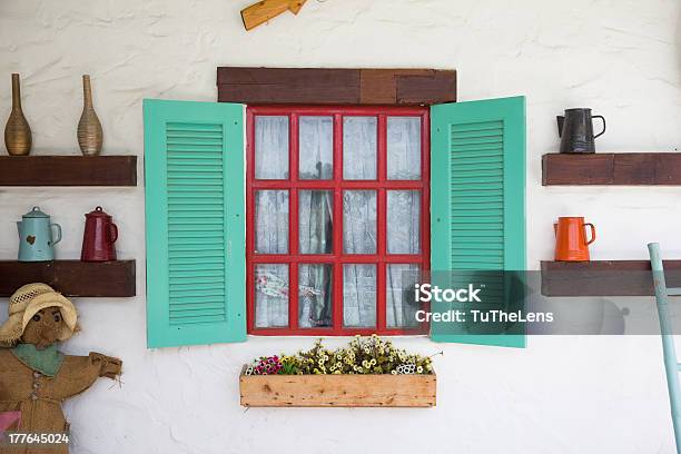 Colorful Window With Decoration In Country Style Stock Photo - Download Image Now - Abstract, Architecture, Backgrounds