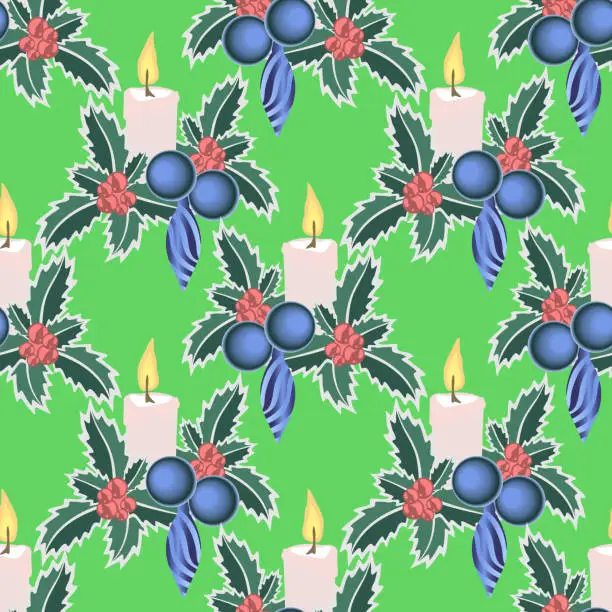 Vector illustration of Vector - Advent arrangement illustration seamless pattern.