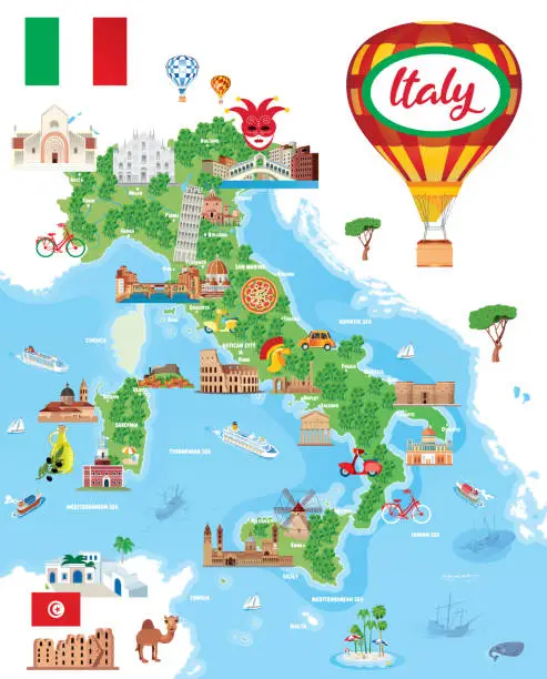 Vector illustration of Italy Travel Maps