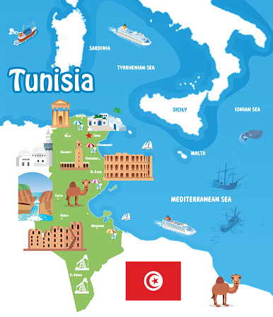 istock Tunisia Travel Map 1776473475