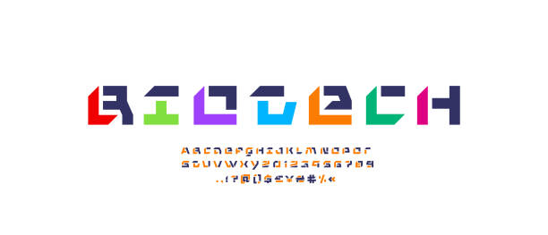ilustrações, clipart, desenhos animados e ícones de fonte de tecnologia, alfabeto cibernético digital, letras latinas modernas da moda a, b, c, d, e, f, g, h, i, j, k, l, m, n, o, p, q, r, s, t, u, v, w, x, y, z e algarismos árabes 0, 1, 2, 3, 4, 5, 6, 7, 8, 9 - letter m typewriter text typebar