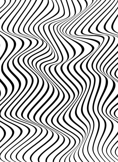 Optical illusion with vertical waves vector art illustration