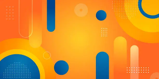 Vector illustration of Modern orange and blue gradient curve liquid background with geometric shape element design