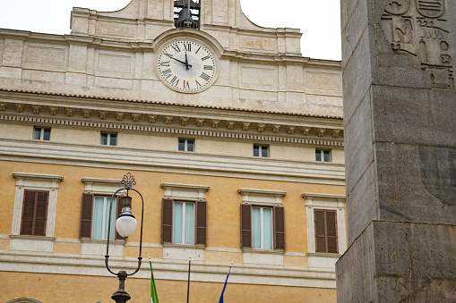 detail of the parliament building in Rome called monte citorio