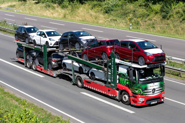 Wiehl, Germany - June 25, 2020: Eddie Stobart car-carrying truck on motorway