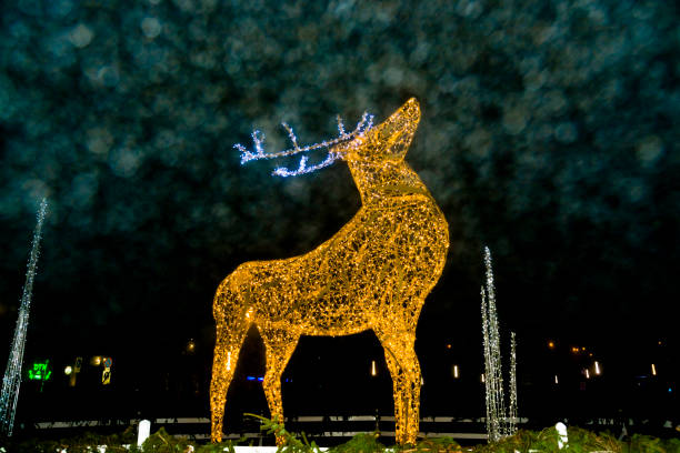 Lighting deer in the street of Szeged in the Advent period