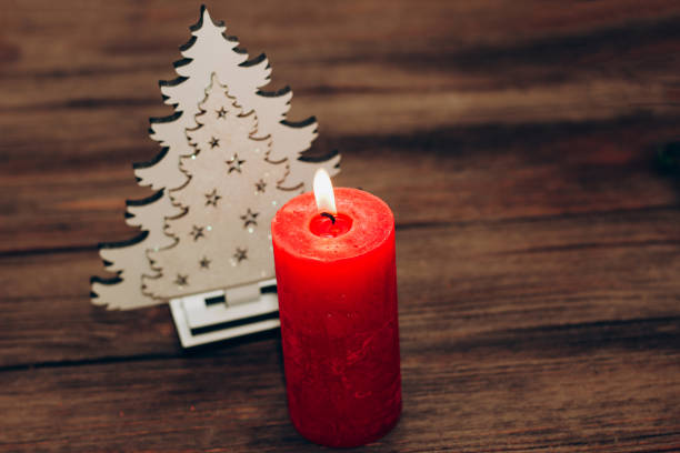 Candles for Christmas decoration, festive attributes, place for text