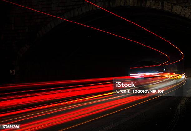 Car Light Trails In The Tunnel Stock Photo - Download Image Now - Multiple Exposure, Truck, Abstract