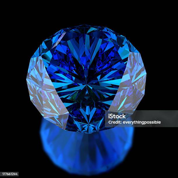 Blue Diamond Sobre Negro Foto de stock y más banco de imágenes de Azul - Azul, Brillante, Cristal - Estructura física