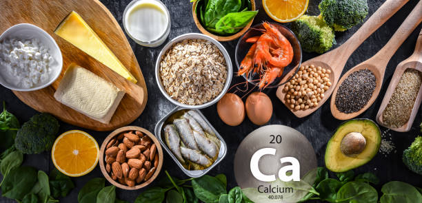 istock Composition with food products rich in calcium 1776636360