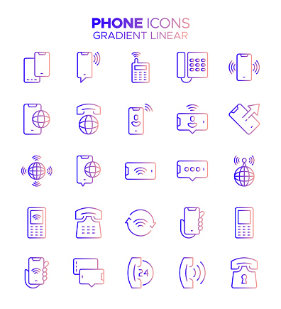 Enhance your digital and communication projects with this comprehensive Phone Icon Set, featuring 25 meticulously crafted icons. From classic handsets to cutting-edge smartphones, these icons cover the entire spectrum of telecommunication, making them perfect for websites, apps, presentations, and more. With a modern and sleek design, they seamlessly integrate into your designs, helping users easily identify communication-related functions. Whether you're developing a business app, website, or presentation, this set simplifies the process of conveying phone-related actions and concepts with precision and style.