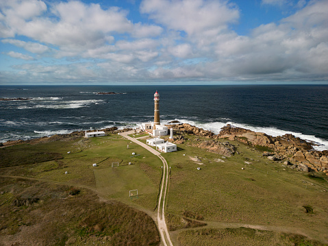 Illa Pancha in Ribadeo, Spain, a beautiful island with two lighthouses guarding the Eo estuary that delimits the border between Galicia and Asturias.