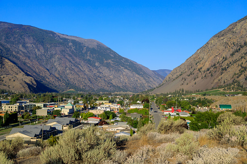 Landscape view of the small town of Keremeos , British Columbia, Canada.