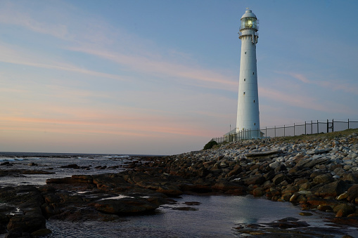Kommetjie Lighthouse standing tall at dusk on a beautiful summer evening