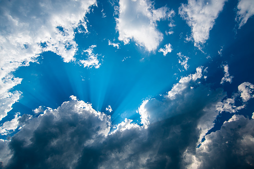 Cloudscape - Blue sky and white clouds over the eastern Serbia