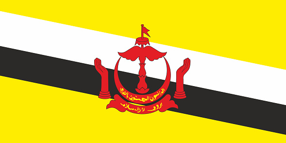 Flag of Brunei. Nation of Brunei flag. Brunei national flag. Fabric Texture. Asian country