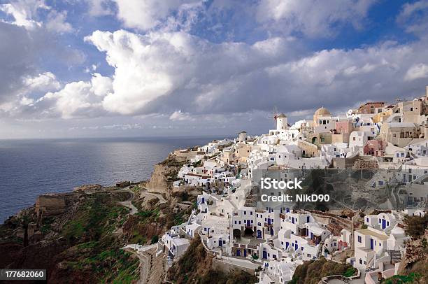 The Village Of Oia Santorini Stock Photo - Download Image Now - Aegean Sea, Architecture, Church