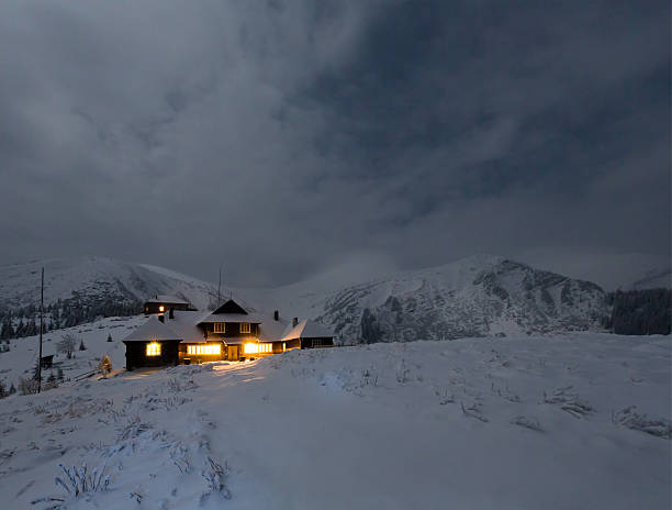 istock Night winter mountain landscape in full moon moonlight 177682176