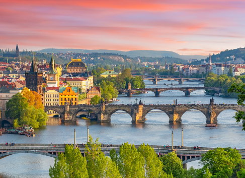 View of the Charles Bridge, Prague, Czech Republic, Europe