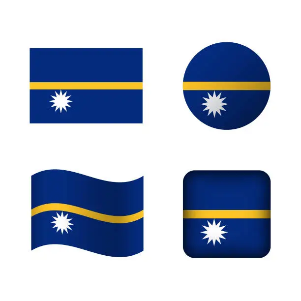 Vector illustration of Vector Nauru National Flag Icons Set