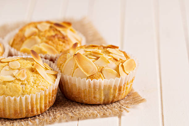 istock Almond muffins on a wooden table 177683152