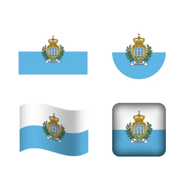Vector illustration of Vector San Marino National Flag Icons Set