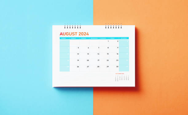 istock August 2024 Calendar On Blue And Orange Background 1776858310