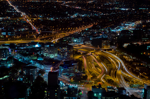 Auckland city aerial view at night