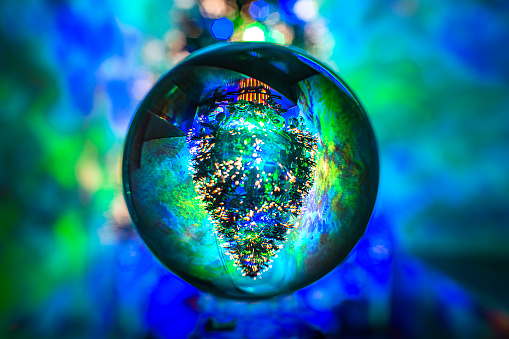 Crystal Ball with Reflected Christmas Tree