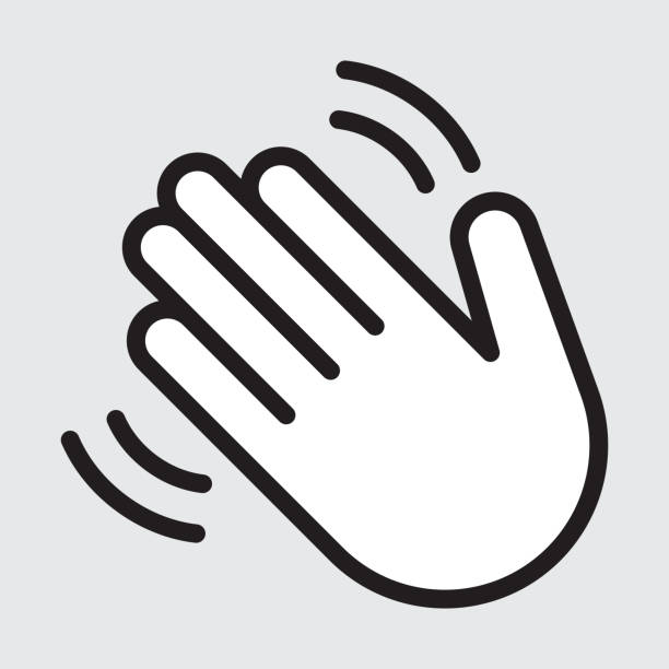 Hand Icon with White Fill - Editable Stroke - ilustração de arte vetorial