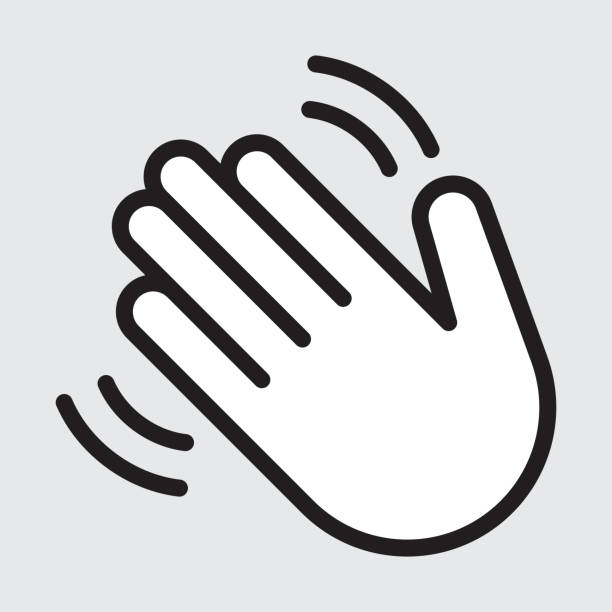 Hand Icon with White Fill - Editable Stroke vector art illustration