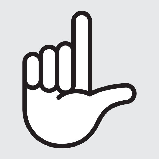 illustrations, cliparts, dessins animés et icônes de icône de main avec remplissage blanc - trait modifiable - letter l human hand human finger human thumb