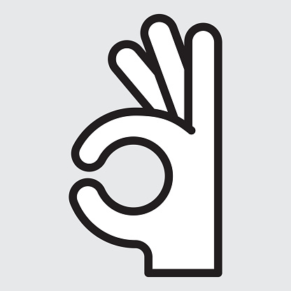 A hand icon, with thin black outlines and a white fill. The black outline stroke is fully editable.