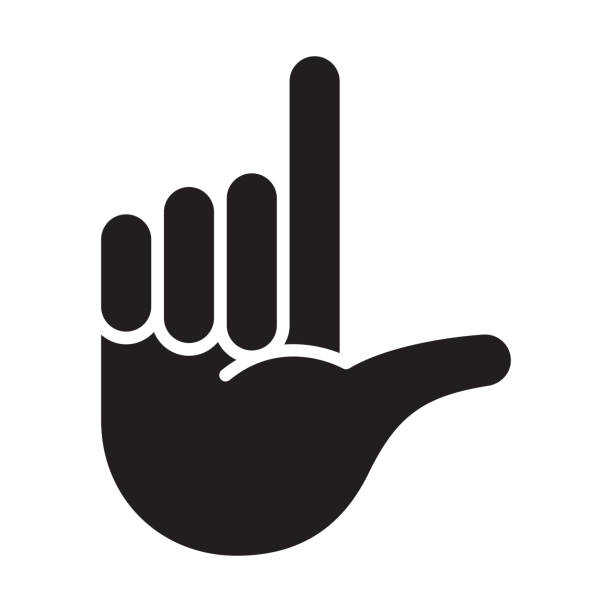 illustrations, cliparts, dessins animés et icônes de icône de silhouette de main - letter l human hand human finger human thumb