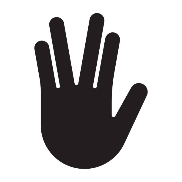 Hand Silhouette Icon A hand icon silhouette. The vector EPS file is on a transparent background, so it can be placed on any color. vulcan salute stock illustrations